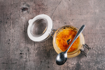 Creme Brulee served in a jar 