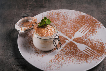 Tiramisu served in a jar