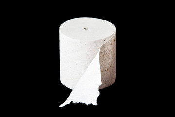 Toilet paper on black background