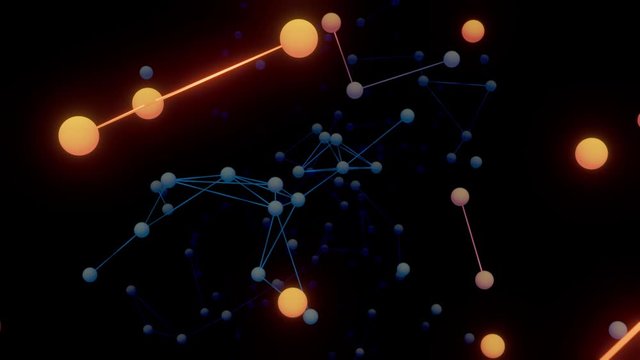 Nathlose Plexus Animation neuronales Netz mit wechselnden Verbindungen und Linien die durch Raum fliegen