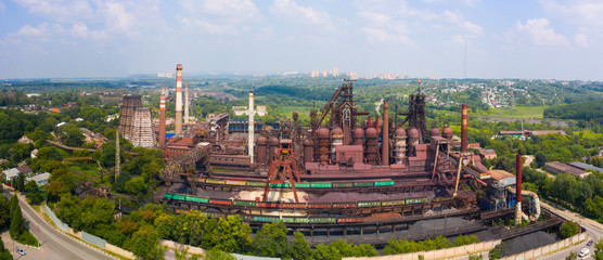 blast furnace and other elements of the metallurgical industry, a view of the structure from a height.