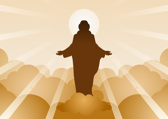 Naklejka premium Jesus Christ with light and cloud backward mean begin of hope,belief and faith