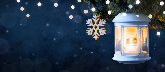 Christmas Lantern, Christmas and New Year holidays background, winter season.