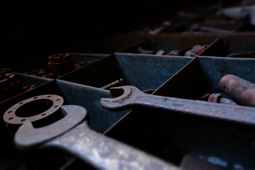 rostige Schraubenschlüssel, rostiges Werkzeug