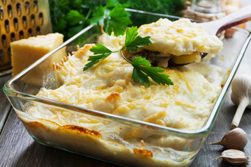 Casserole with fish and potatoes