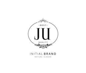 J U JU Beauty vector initial logo, handwriting logo of initial signature, wedding, fashion, jewerly, boutique, floral and botanical with creative template for any company or business.