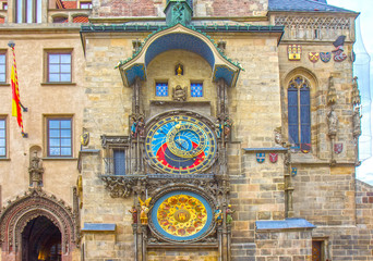 The Prague Astronomical Clock, or Prague Orloj in Prague