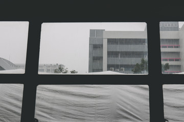 rain window with building