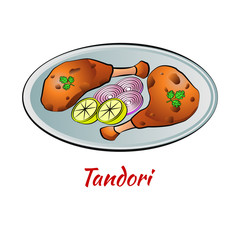 Set of delicious and famous food of Indian in colorful gradient design icon