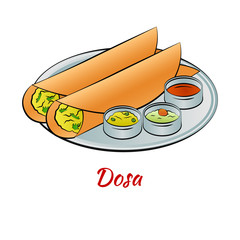 Set of delicious and famous food of Indian in colorful gradient design icon