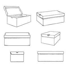 Vector Set of Sketch Shoe Boxes Illustration