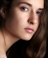 Obraz premium Beauty portrait.Young gorgeous girl .Beautiful .Girl.Close-up fashion.Black background