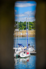 Boats and ships in the port of Concarneau. Brittany. France