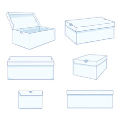 Vector Set of Cartoon White Shoe Boxes Illustration.