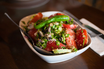 Georgia. Tomato and cucumber salad with nuts