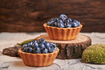 homemade sweet cakes with blueberry berries. delicious home baking