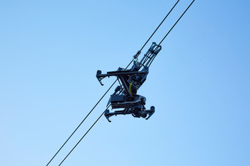 Camera hangs on cables for events