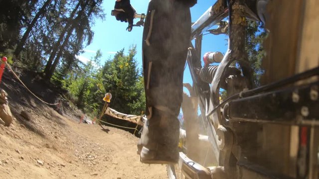 DH biking close to safety panels - Gopro 7 shot at 4K60 (2x slowmo) - ultra smooth stabilization - Crans-Montana, Valais - Switzerland