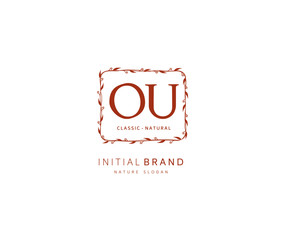 O U OU Beauty vector initial logo, handwriting logo of initial signature, wedding, fashion, jewerly, boutique, floral and botanical with creative template for any company or business.