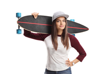 Cute girl with a longboard