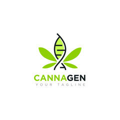 creative logo cannagen, simple gen and cannabis leaf vector