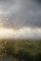 drops of water on windows glass