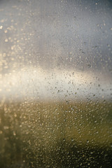 Naklejka na ściany i meble drops of water on windows glass
