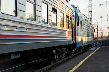 Obraz premium Wagon of the passenger train at the station. Russia