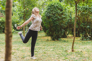 Woman inhaling fresh air