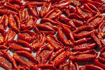 traditional italian food, sun-dried tomatoes made at home.