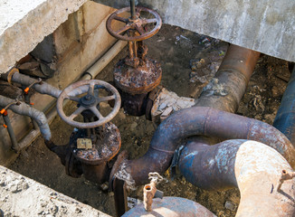 Old main taps of the city water supply system