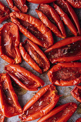 traditional italian food, sun-dried tomatoes made at home.