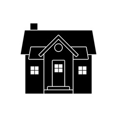 Small home vector icon pictogram. Flat style black and white simple design house silhouette on white background