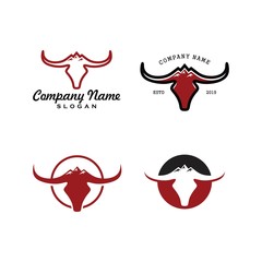 Set Bundle Simple Line Buffalo logo vector icon. bull fight bison with mountain on head face. Silhouette art classic modern look. shirt cloth apparel graphic, game, smart phone app, brand. Quiet, calm