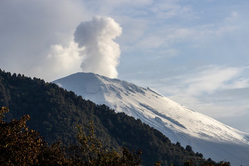 Volcanic activity visible on Popocatépetl, Mexico’s second highest mountain.
