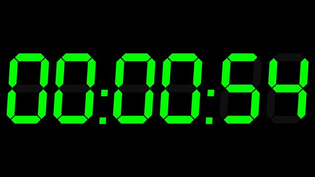 Digital Clock 1 Minute Count Down Green 4K