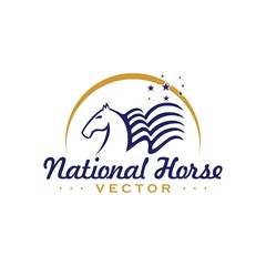 Simple horse head with Silhouette flag and line art classic modern look logo vector icon competiton. original design post picture profile, smart phone app brand army. Quiet friendly future tech real