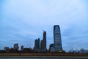 Jersey City, NJ, USA - MAY 7, 2019: sunset in Liberty state park