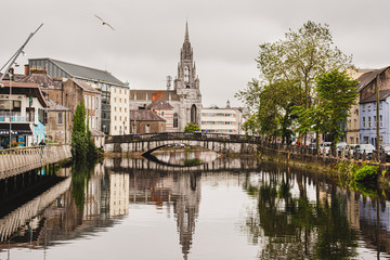 Fototapeta na wymiar A view of Cork and its river Lee, Ireland