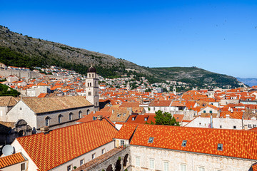 Fototapeta na wymiar A view over Dubrovnik with St. Saviour Church in front