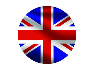 United Kingdom of Great Britain Waving national flag with inside sticker round circke isolated on white background. original colors and proportion. Vector illustration, from countries flag set