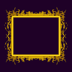 Gold Retro grunge frame. Vintage luxury template illustration