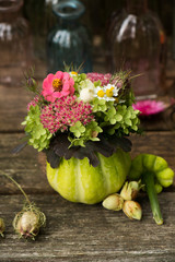 Hollow pumpkin with floral decoration