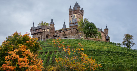 Cochem, Germany - Cochem Castle with the Vineyard and Autumn Trees