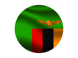Zambia Waving national flag with inside sticker round circke isolated on white background. original colors and proportion. Vector illustration, from countries flag set