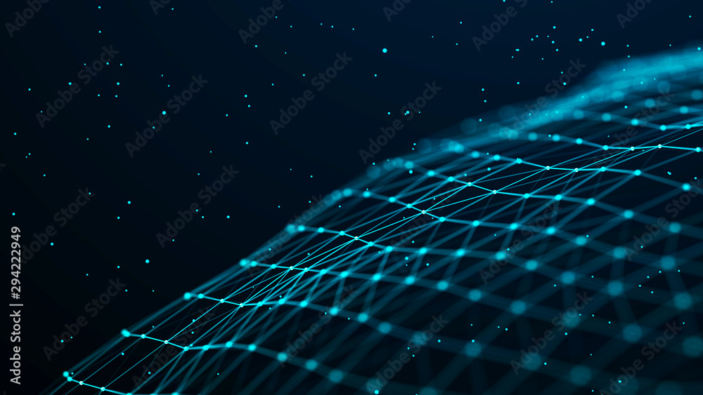 Poster Network connection of points and lines. Network concept. Technology background. 3d rendering.