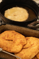 langos, deep fried dough with cheese