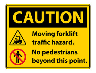 Moving forklift traffic hazard,No pedestrians beyond this point,Symbol Sign Isolate on White Background,Vector Illustration