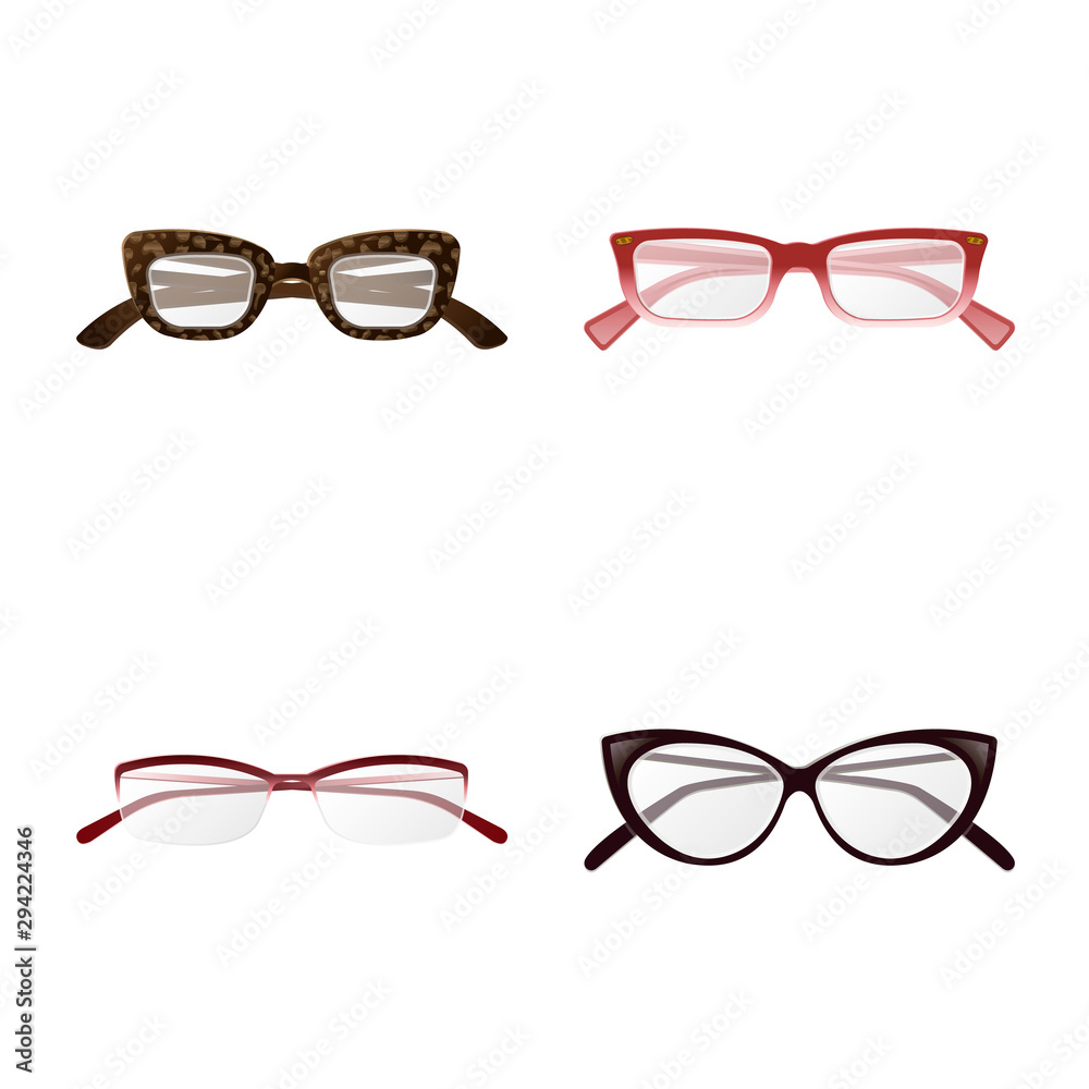 Wall mural vector design of glasses and frame icon. set of glasses and accessory stock vector illustration.