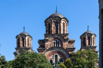 Fototapeta na wymiar Church of Saint Mark at the center of city of Belgrade, Serbia
